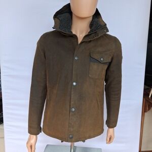 Barbour International Wax Jacket in olive green. heavy waxed cotton outer. S